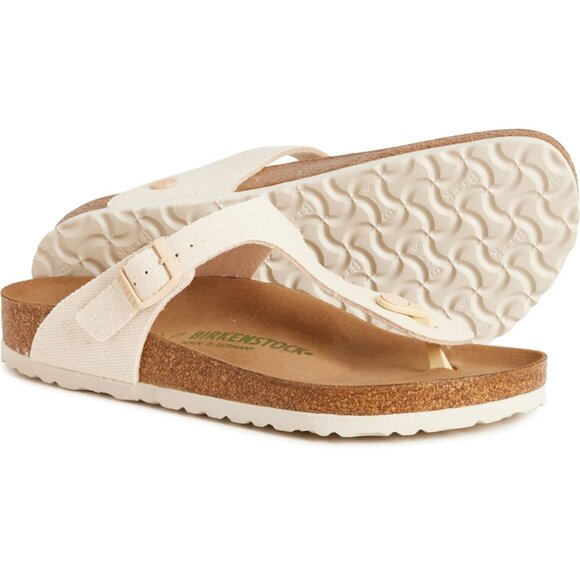 NEW Birkenstock Made in Germany Gizeh Canvas Sandals eggshell For Women 825 7s3 - Picture 2 of 6